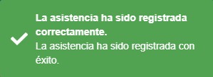 Ilustración 31 - Mensaje de Asistencia Guardada con Éxito