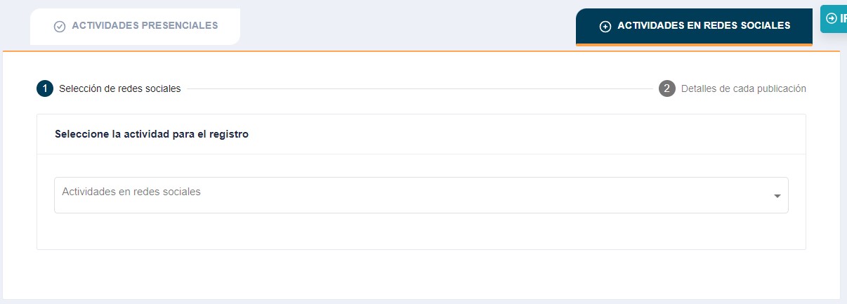 Ilustración 38 - Selección Actividad en redes sociales